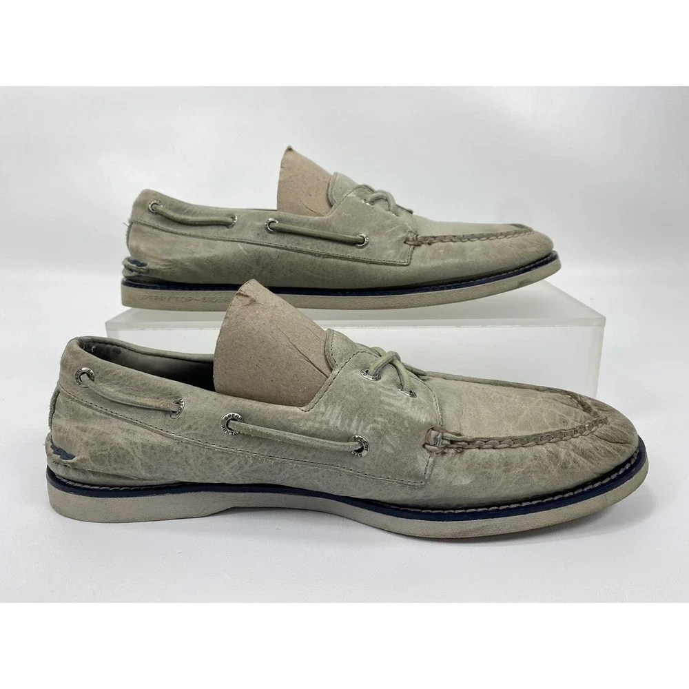 Sperry Men's Gold Cup Grey Leather Welt Boat Shoes Size: 11.5 M‎